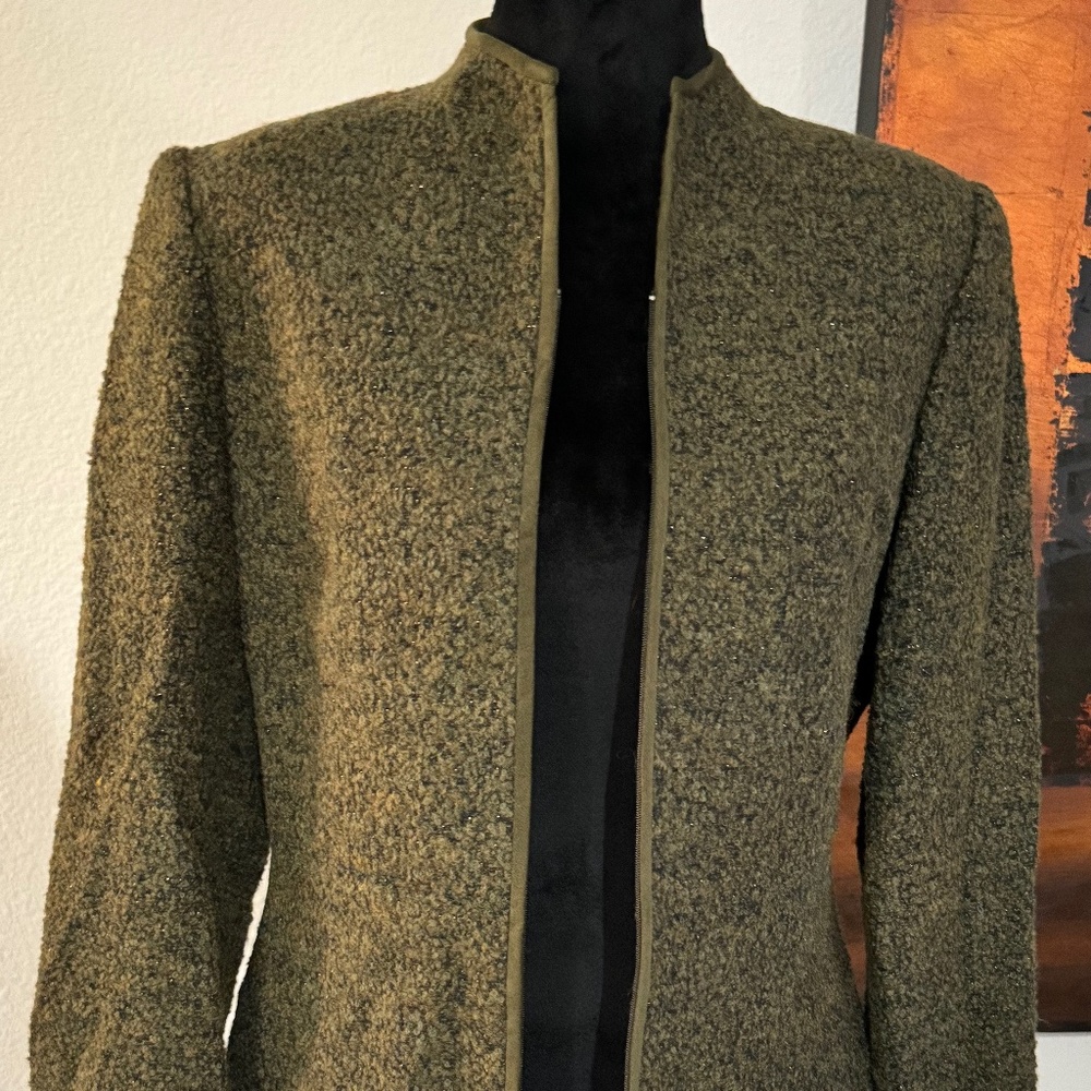 Kasper & Company ASL Green Career Tailored Zip Front Jacket - Size 6